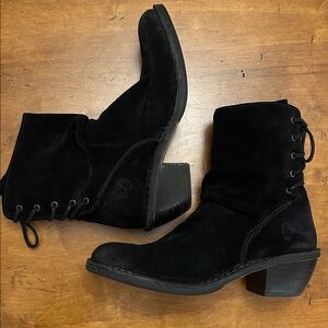 Fly London Black Suede Booties, Size 38